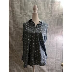 Tommy Hilfiger Women's Large Polka Dot Chambray Button Front Shirt NWT